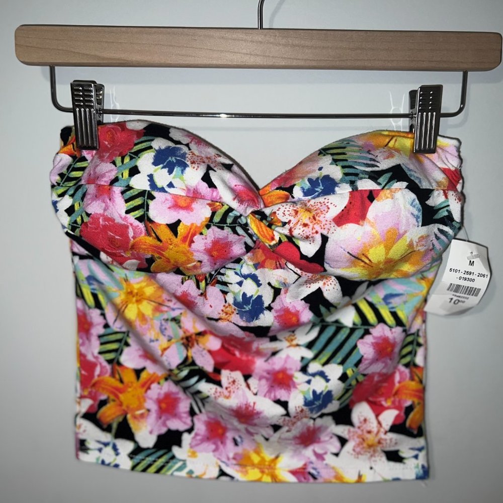 NWT Tropical Floral Beach Summer Cropped Bandeau Tube Top
